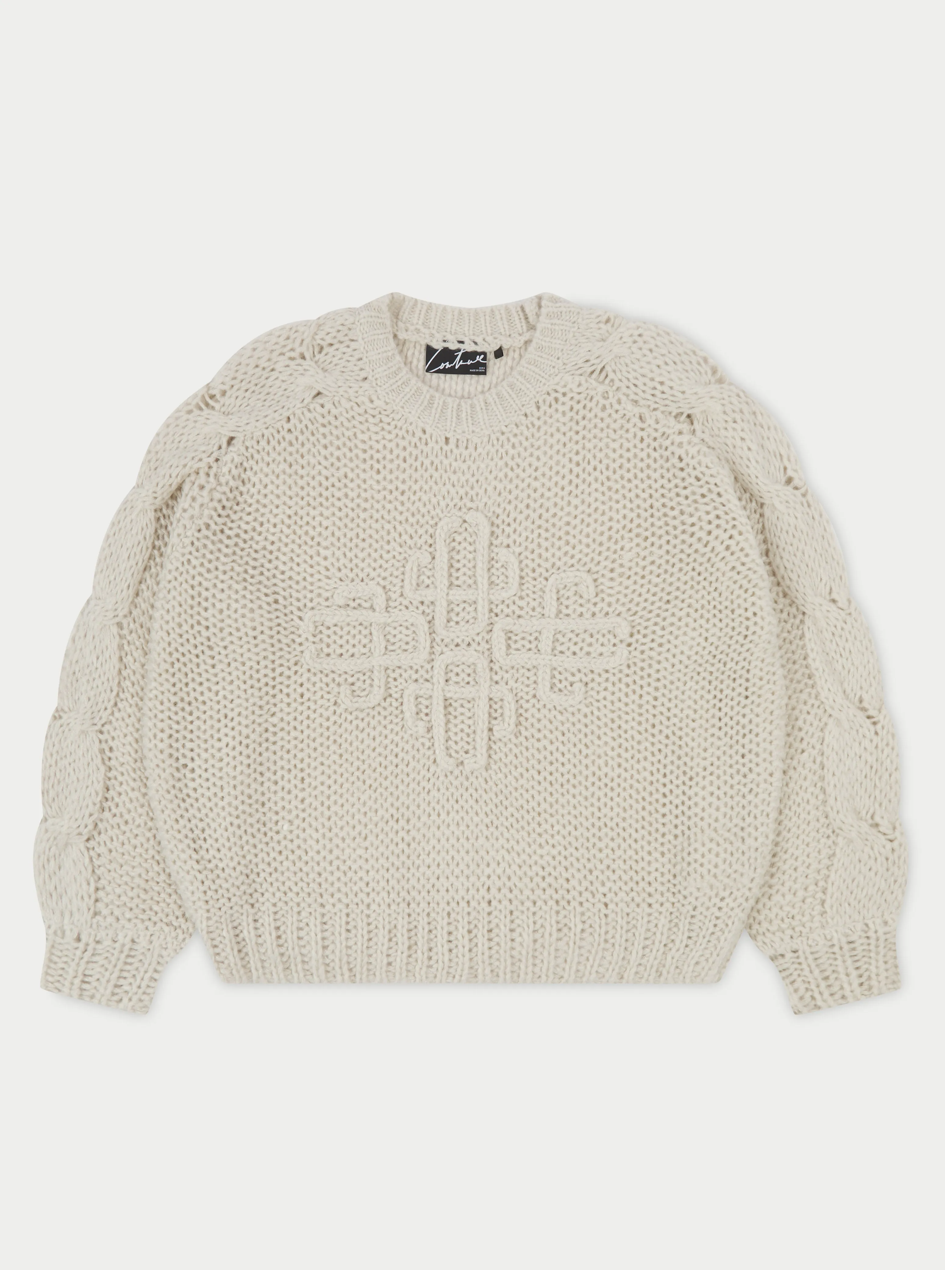 EMBLEM OVERSIZED KNIT JUMPER - STONE