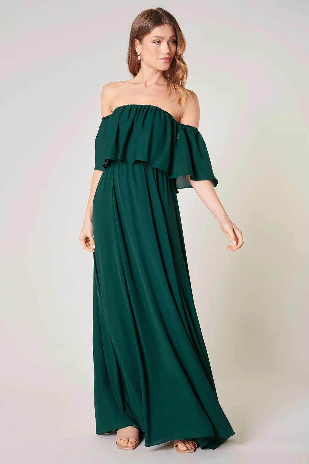 Enamored Off the Shoulder Ruffle Dress