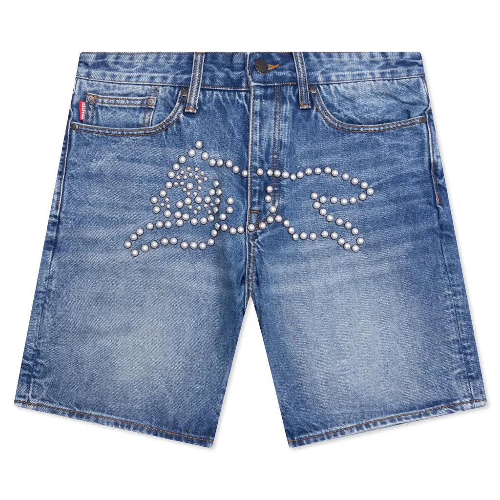 Faded Pearl Strawberry Fit Denim Shorts