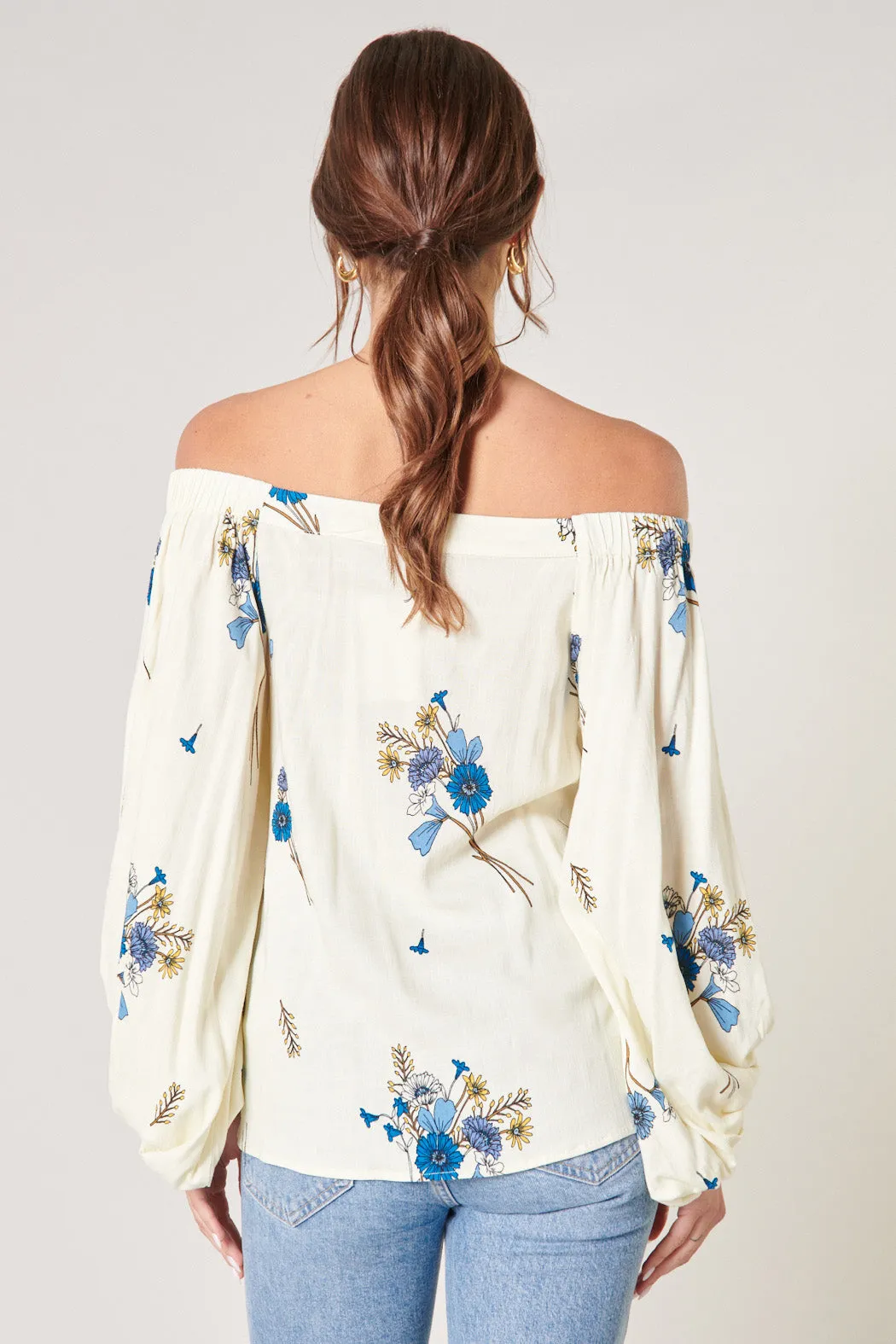 Fall for You Floral Off the Shoulder Balloon Sleeve Top