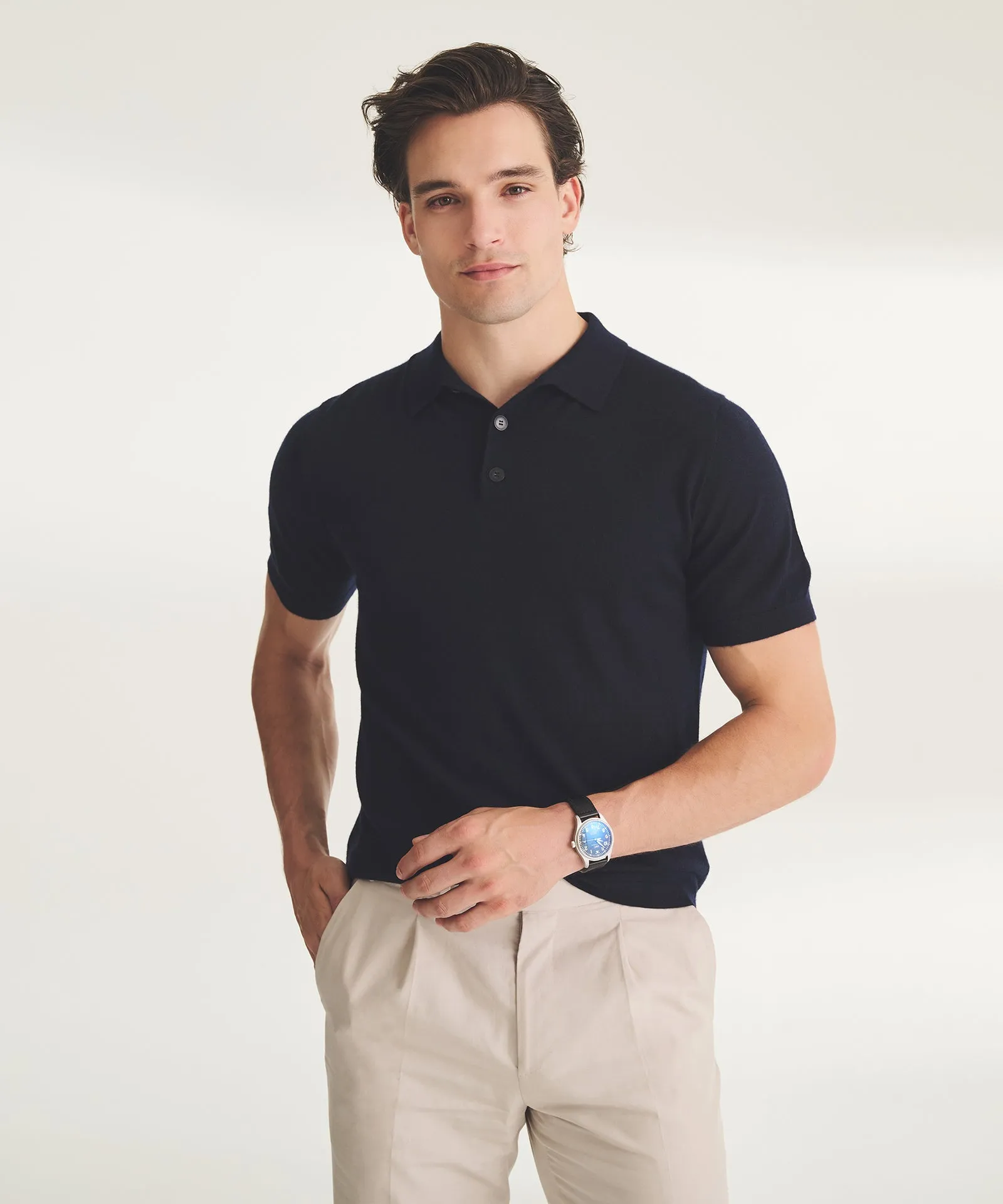 Fancy Cashmere Short Sleeve Polo