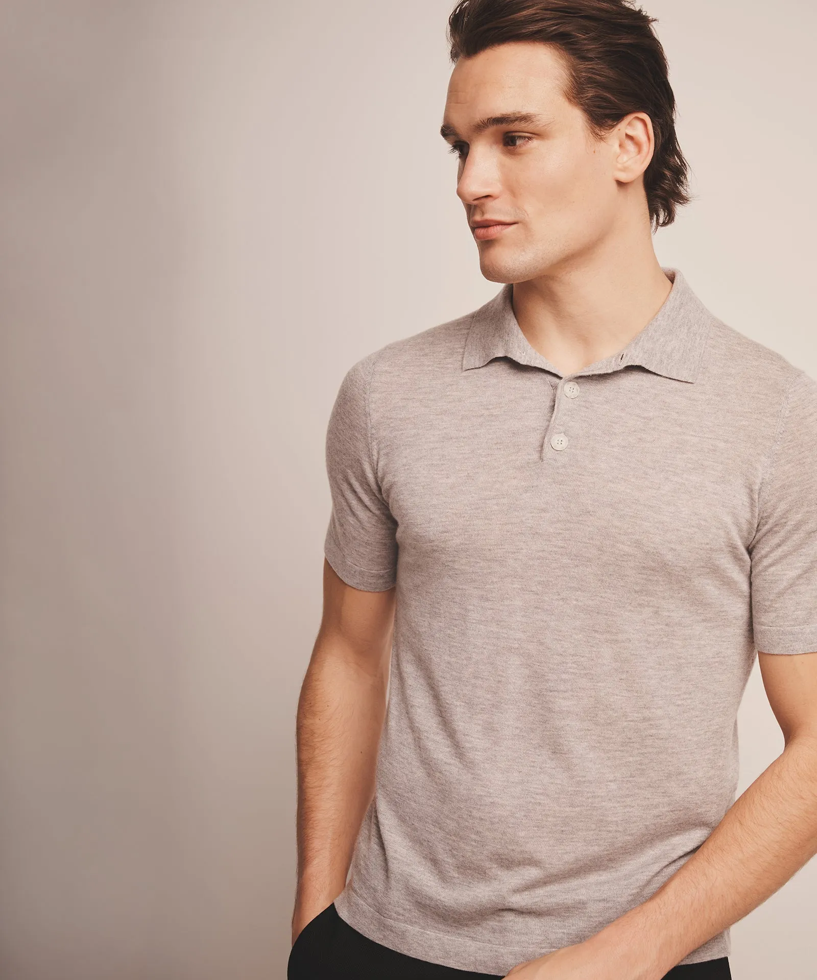 Fancy Cashmere Short Sleeve Polo