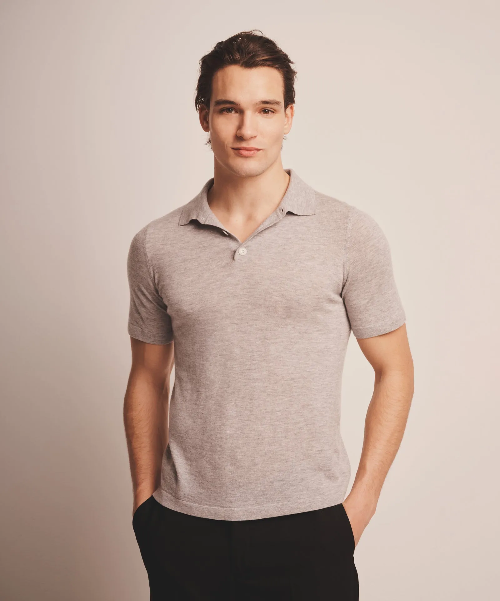 Fancy Cashmere Short Sleeve Polo