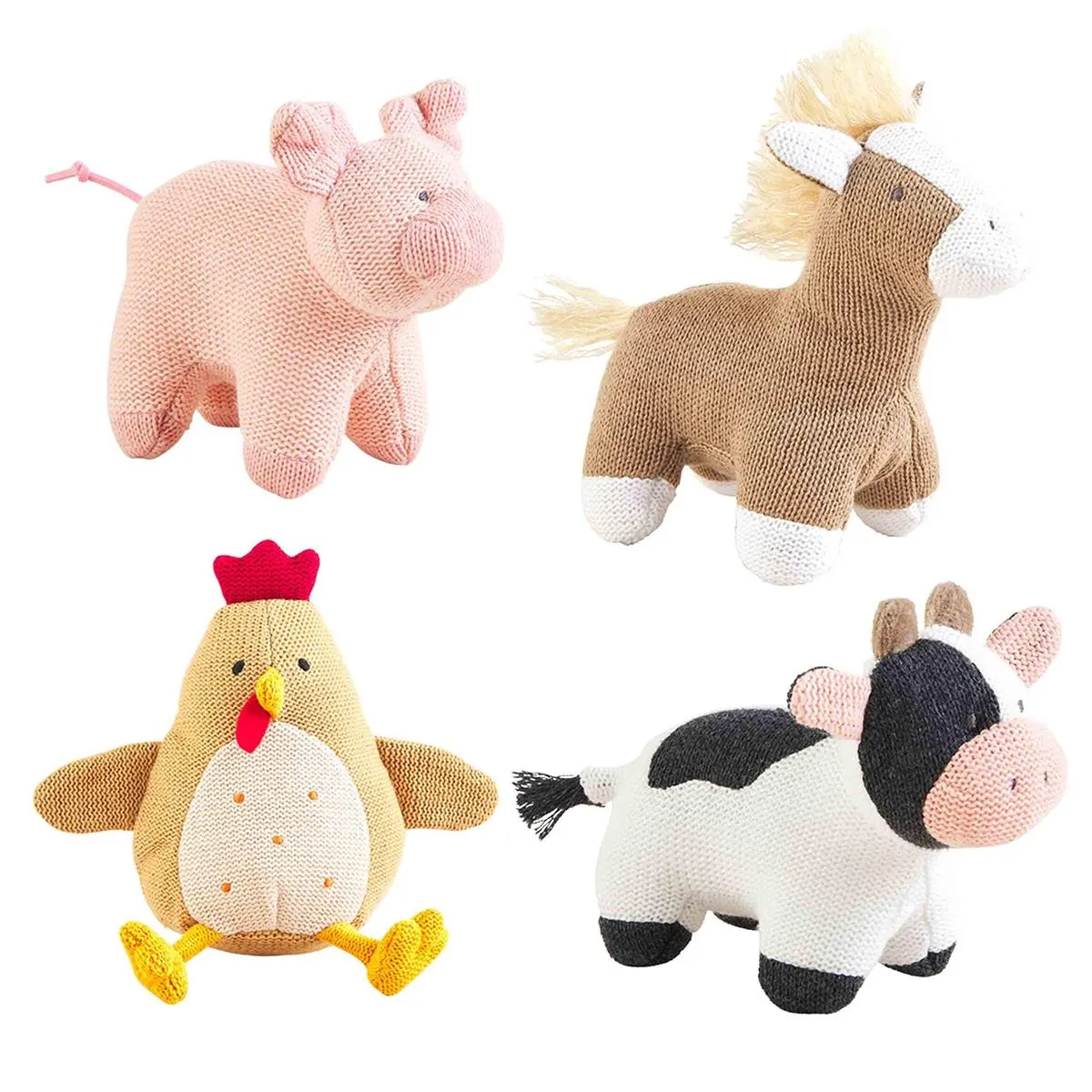 Farm Animal Knit Rattle