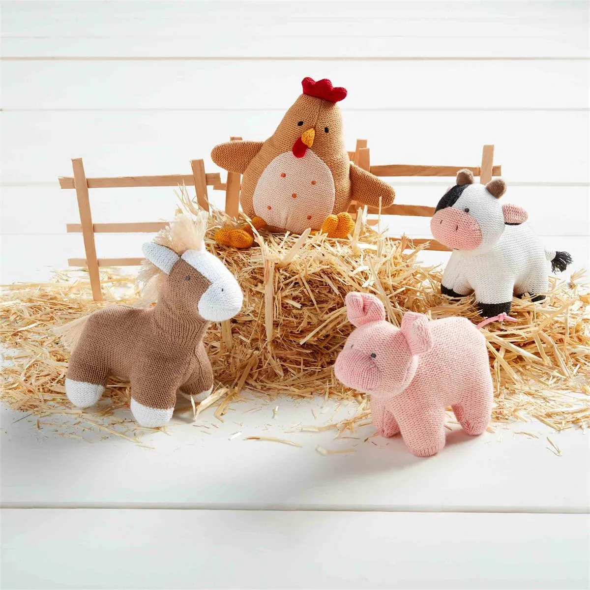 Farm Animal Knit Rattle