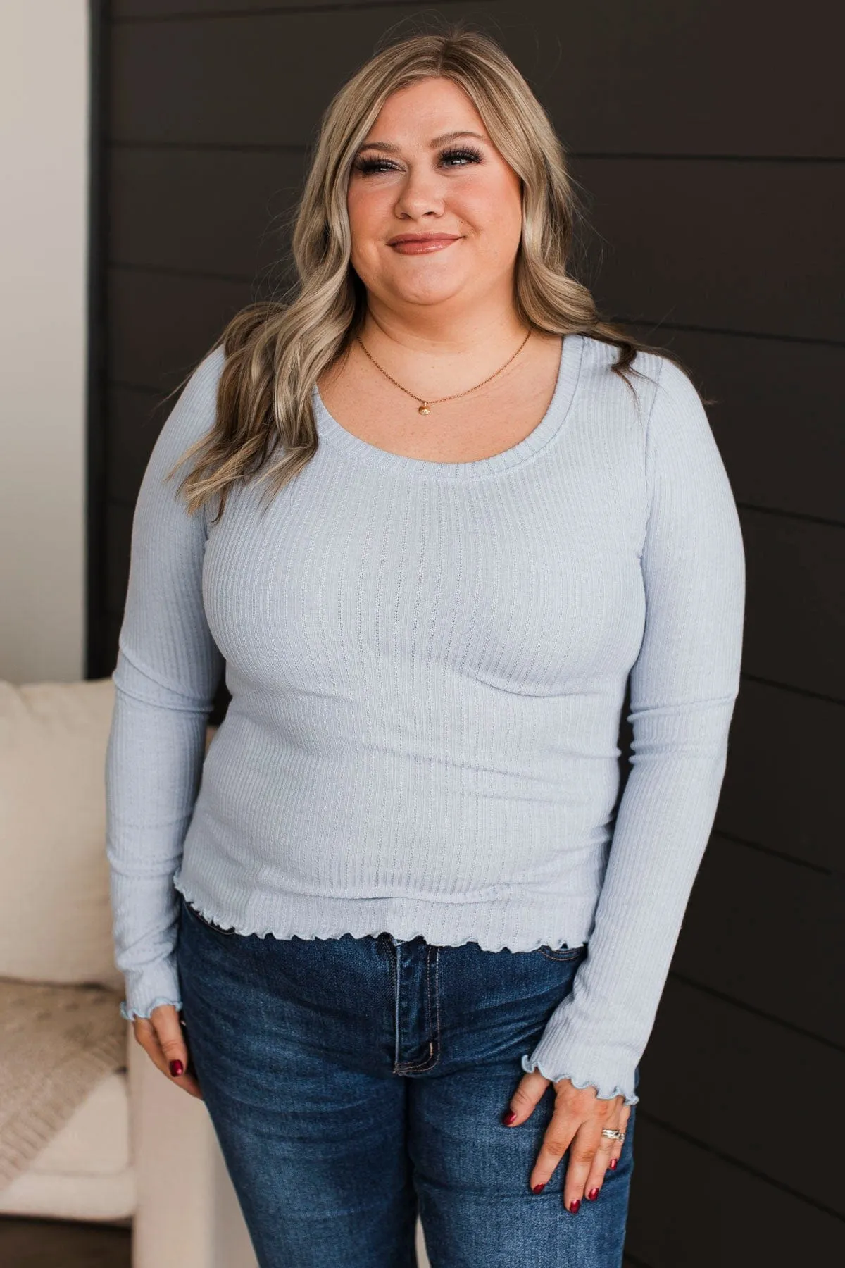 Light Blue Knit Top for Happy Vibes