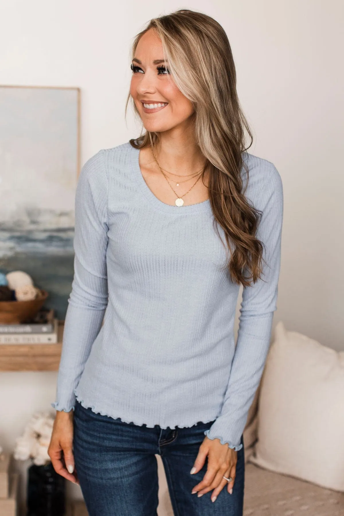 Light Blue Knit Top for Happy Vibes