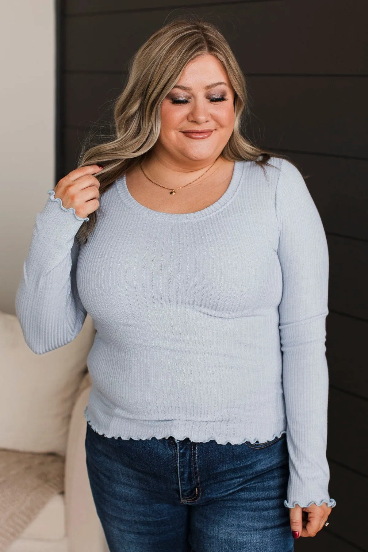 Light Blue Knit Top for Happy Vibes