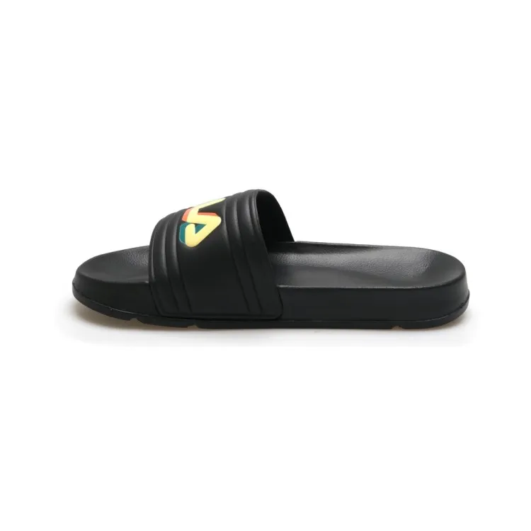 FILA Men's Morro Bay Slipper Pool Beach Sandals Black Logo Strap