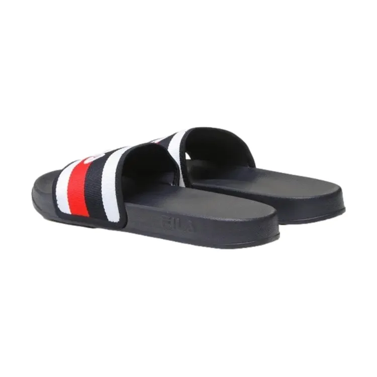 FILA Men's Morro Bay Striped Slides Blue Beach Pool Logo Strap