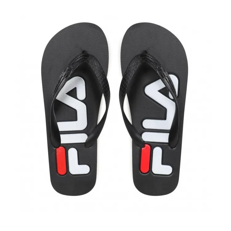 FILA Men's Troy Slip-on Slippers Black for Beach Pool