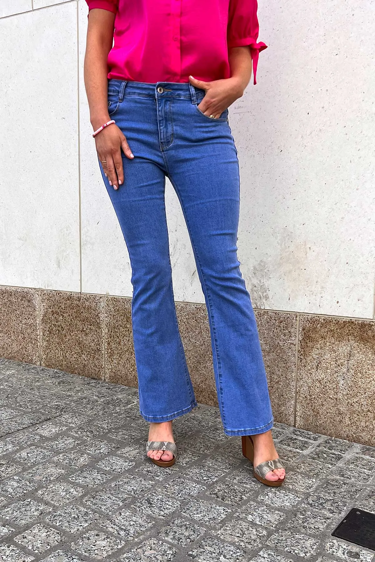 Flare Denim Jeans in Blue