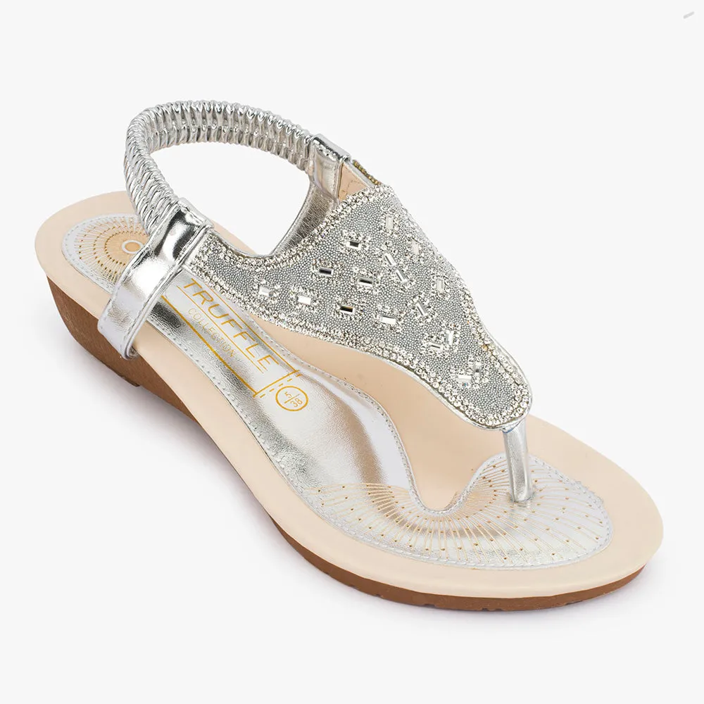 Flat embellished sandal