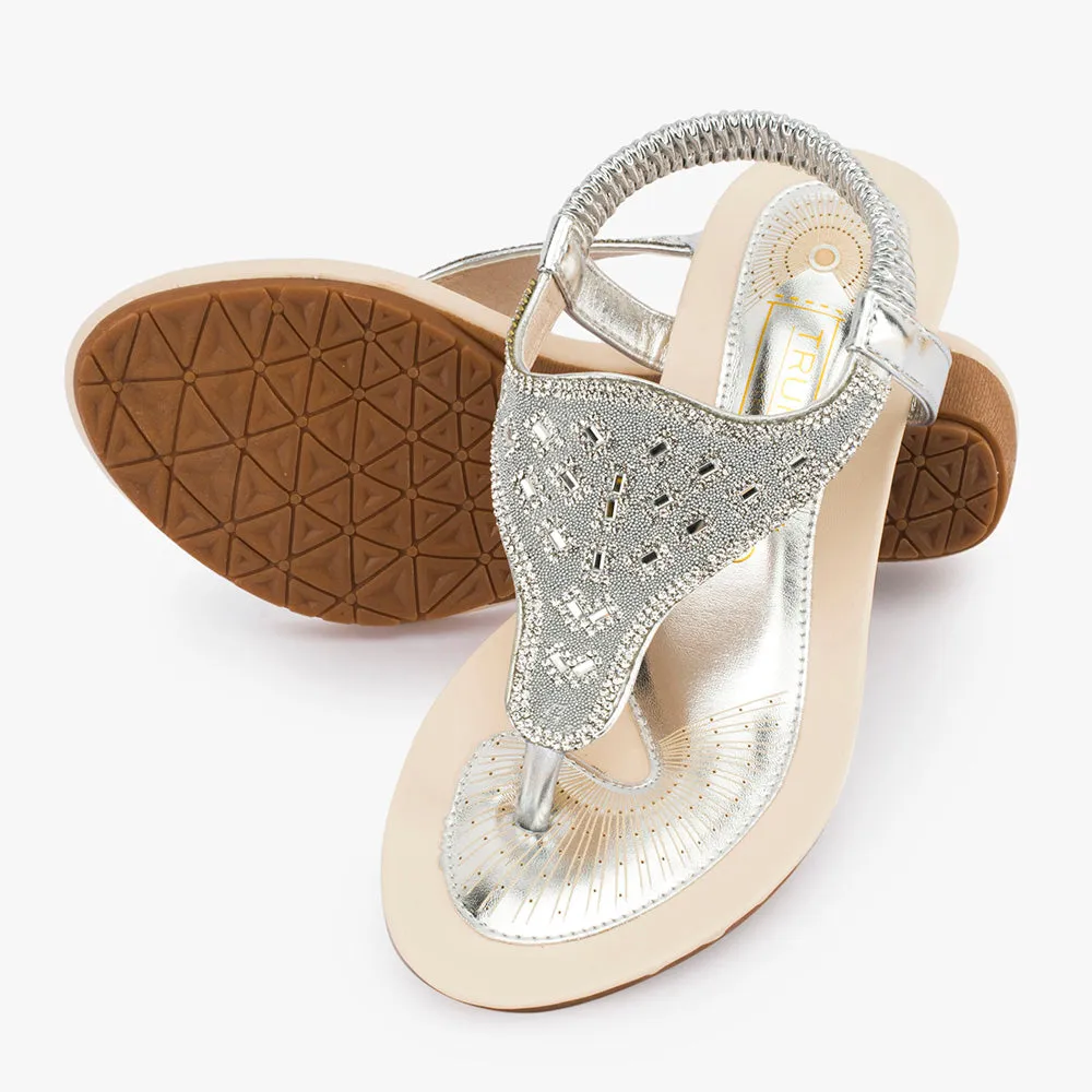 Flat embellished sandal