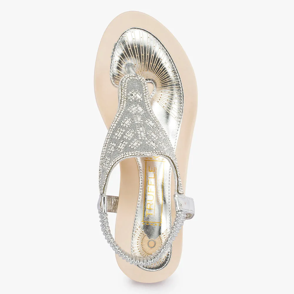 Flat embellished sandal