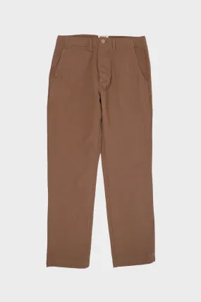 Flat Front Cotton/Linen Chinos - Churro Brown