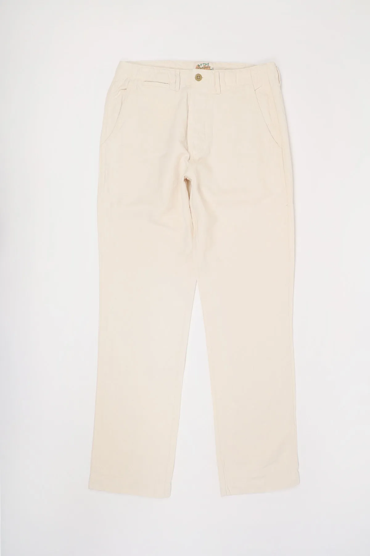 Flat Front Cotton/Linen Chinos - Unbleached