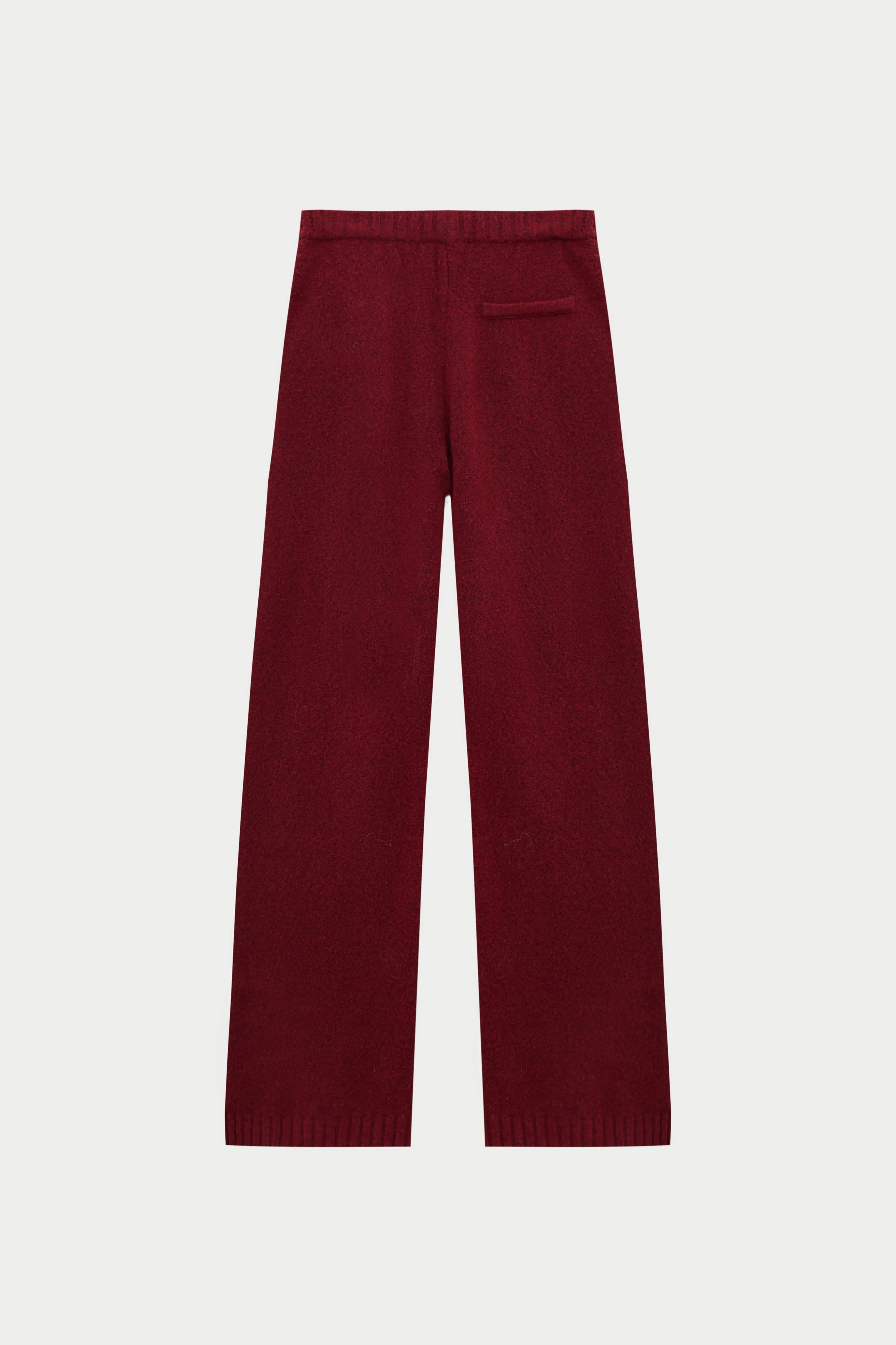 FLUFFY KNIT EMBLEM EMBROIDERED JOGGER - BURGUNDY