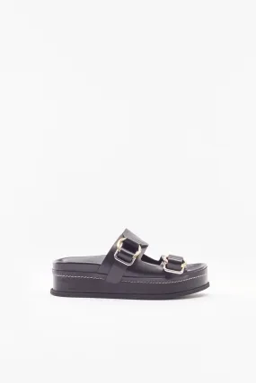 Freida Double-Buckle Platform Slides