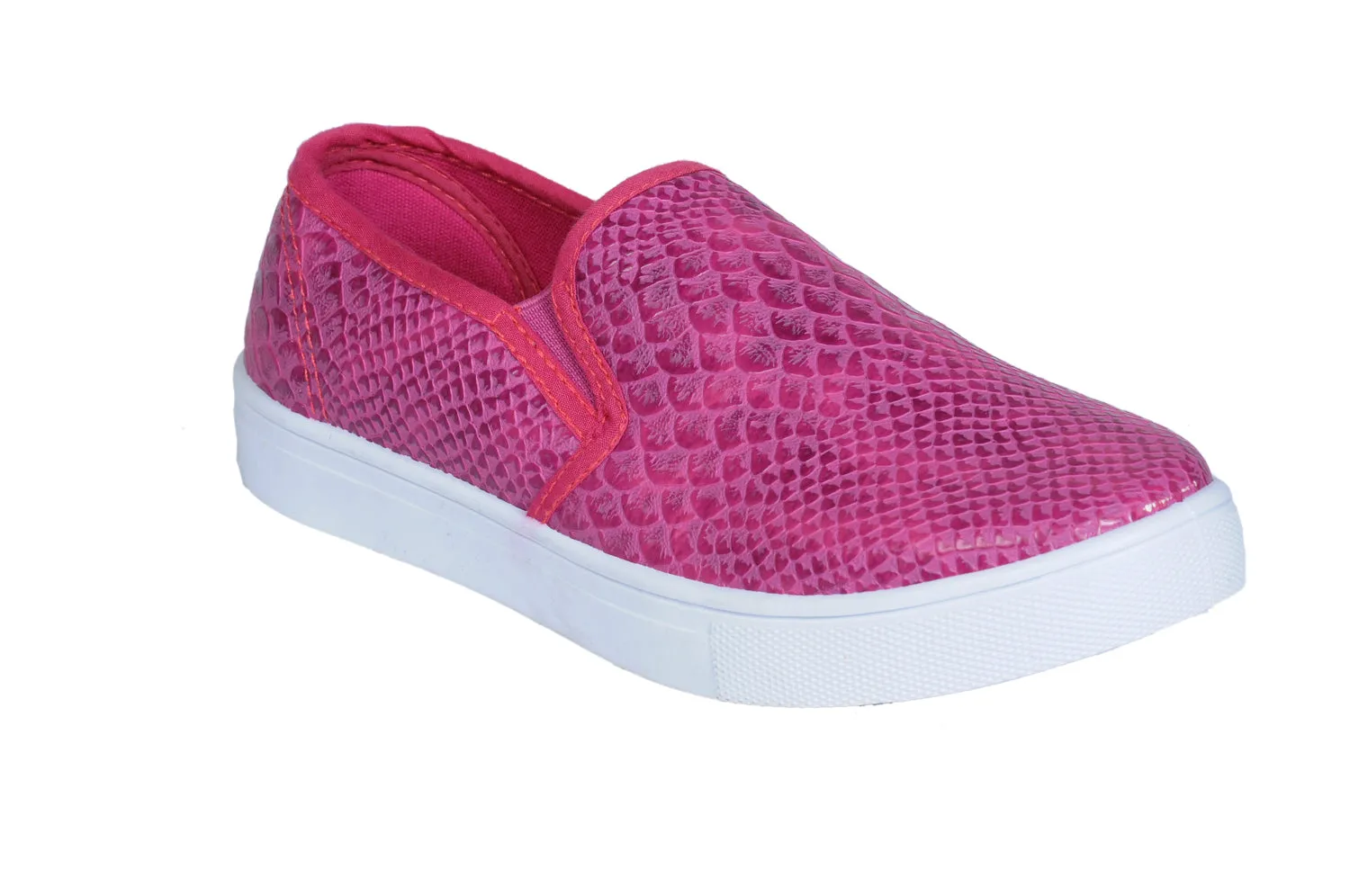 Fushia Croc Pu Flat Shoes