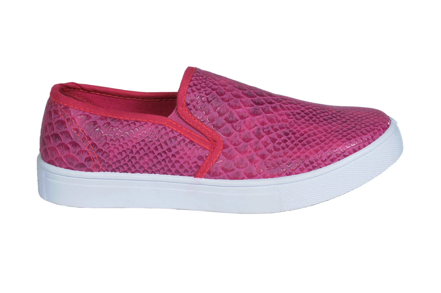 Fushia Croc Pu Flat Shoes