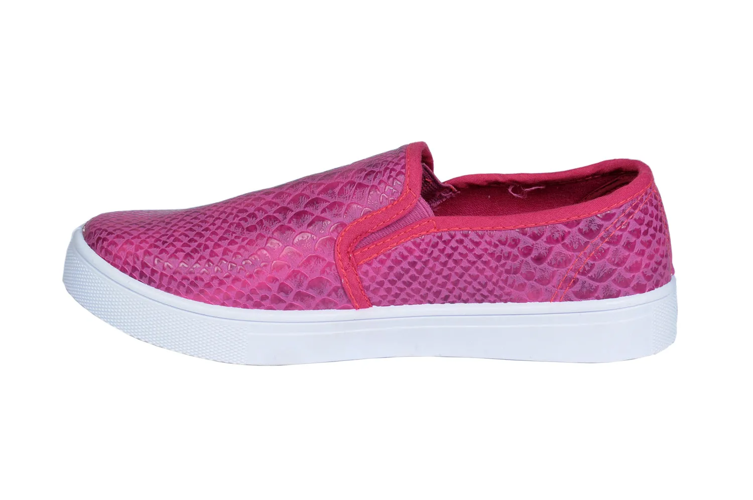 Fushia Croc Pu Flat Shoes