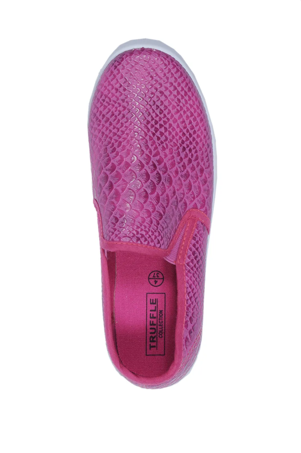 Fushia Croc Pu Flat Shoes