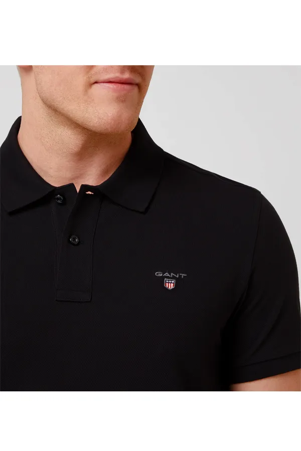 GANT Black Short Sleeve Polo Shirt