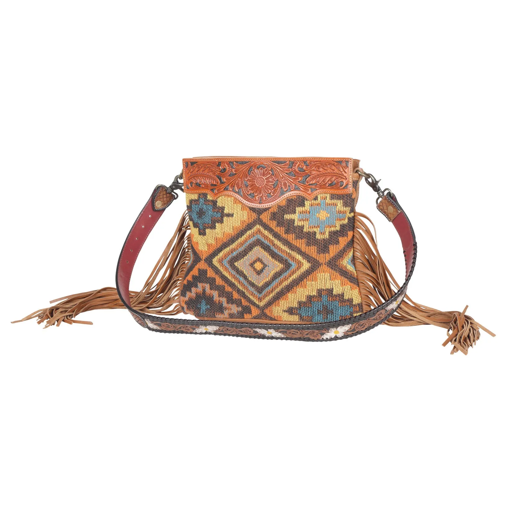 Garnet waves Hand-Tooled Bag