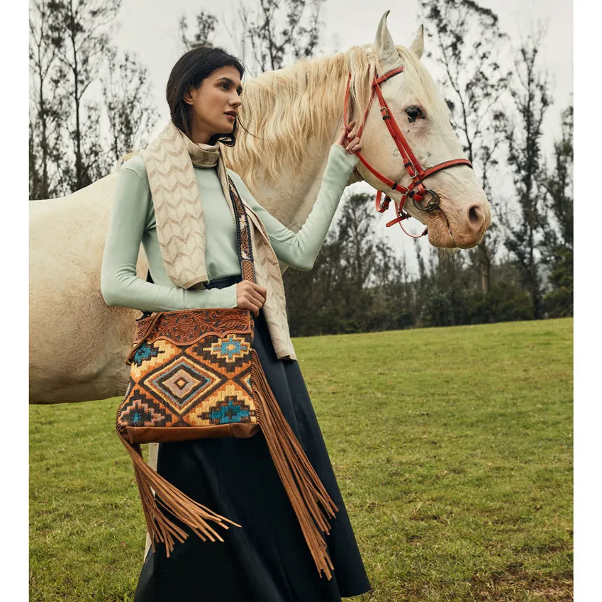 Garnet waves Hand-Tooled Bag