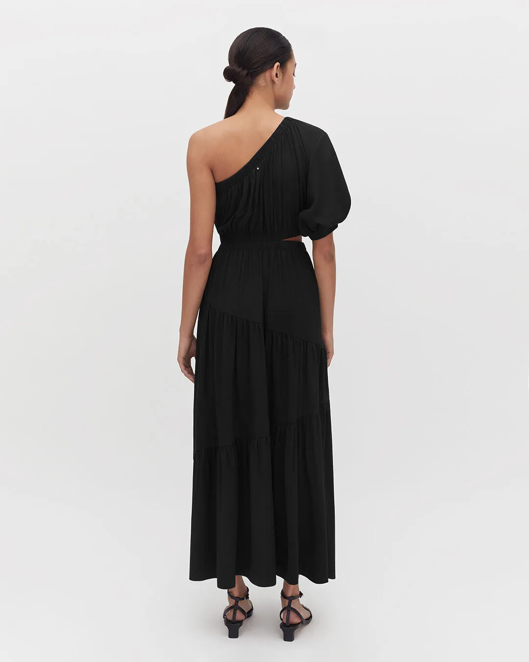 Gathered One Shoulder Dress