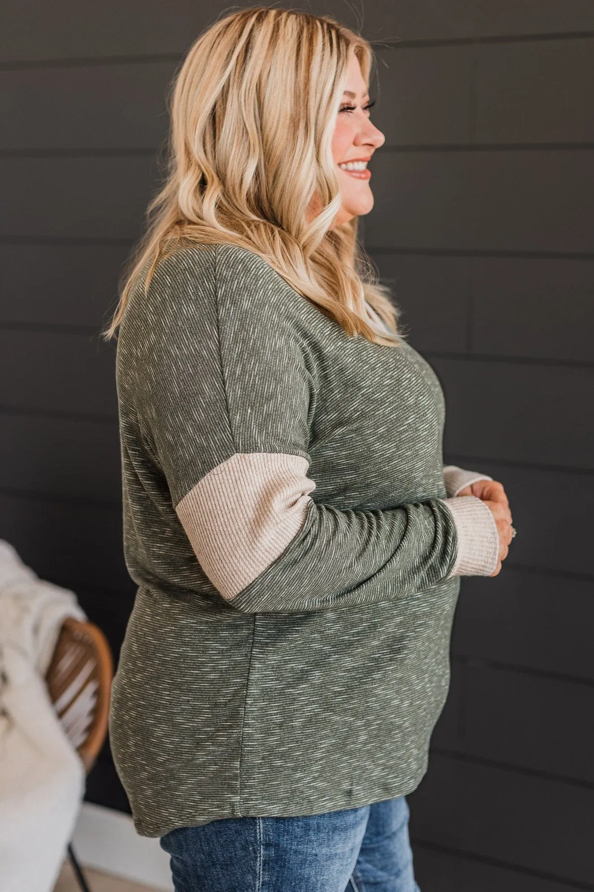 Olive & Light Taupe Knit Top