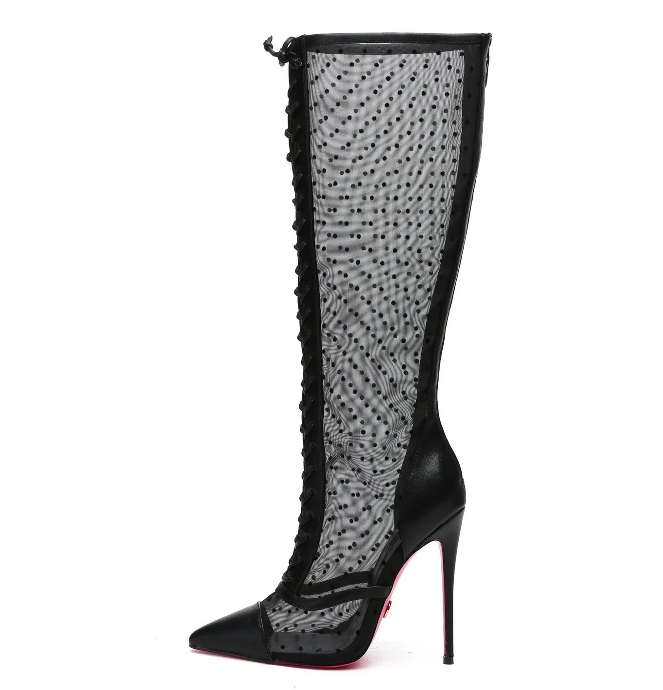 Giaro PIKANTE BLACK MESH MESH LACE KNEE BOOTS