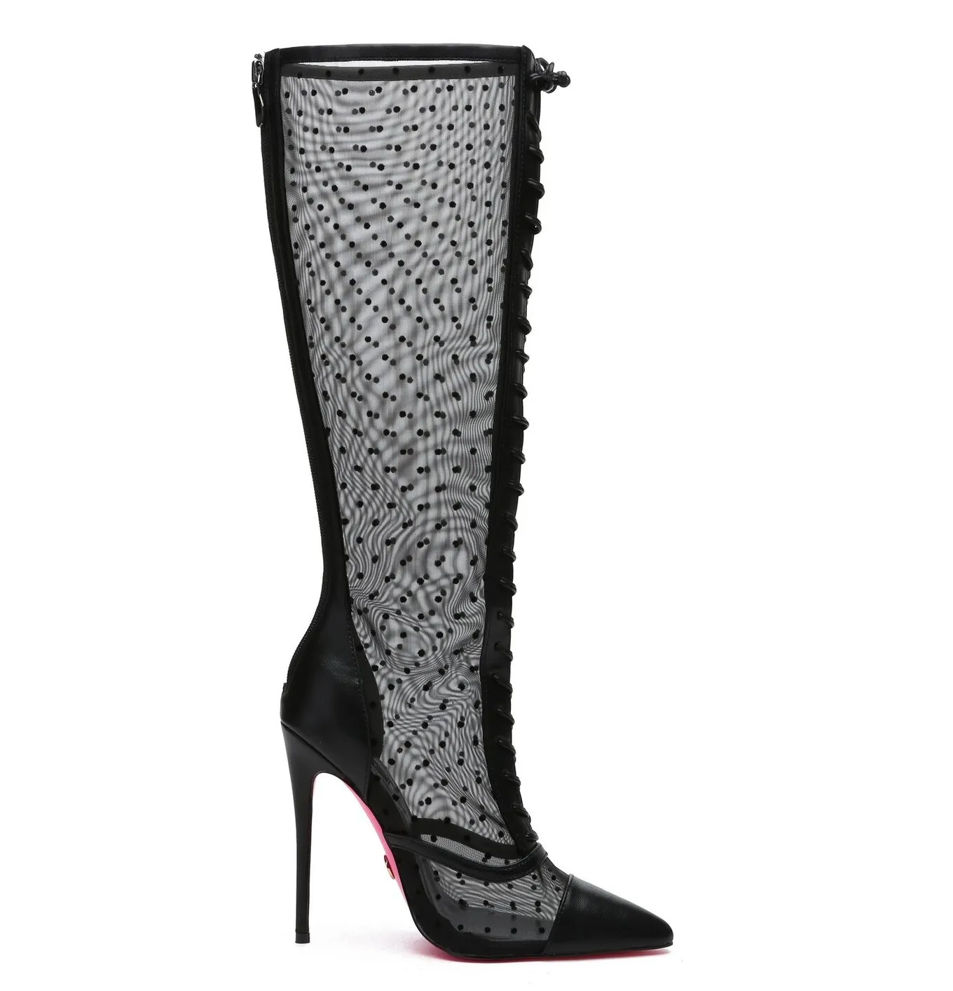 Giaro PIKANTE BLACK MESH MESH LACE KNEE BOOTS