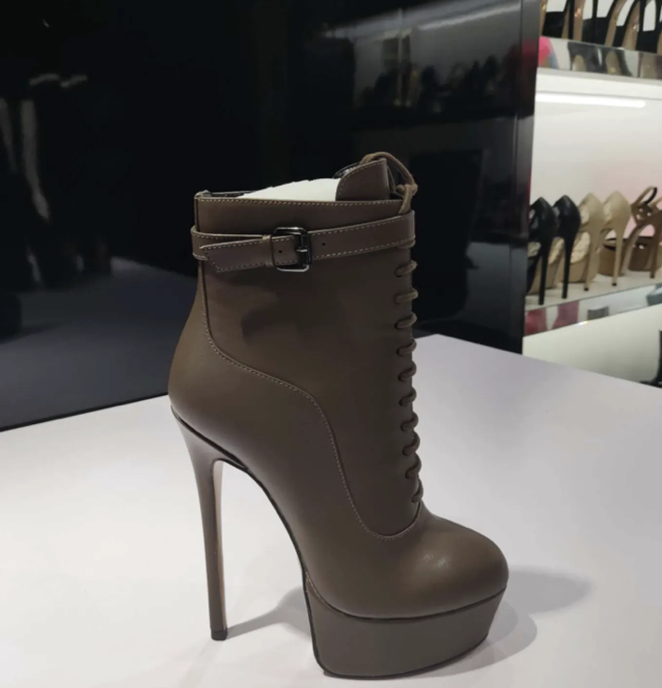 Giaro SADIE TAUPE MATTE OXFORD ANKLE BOOTS