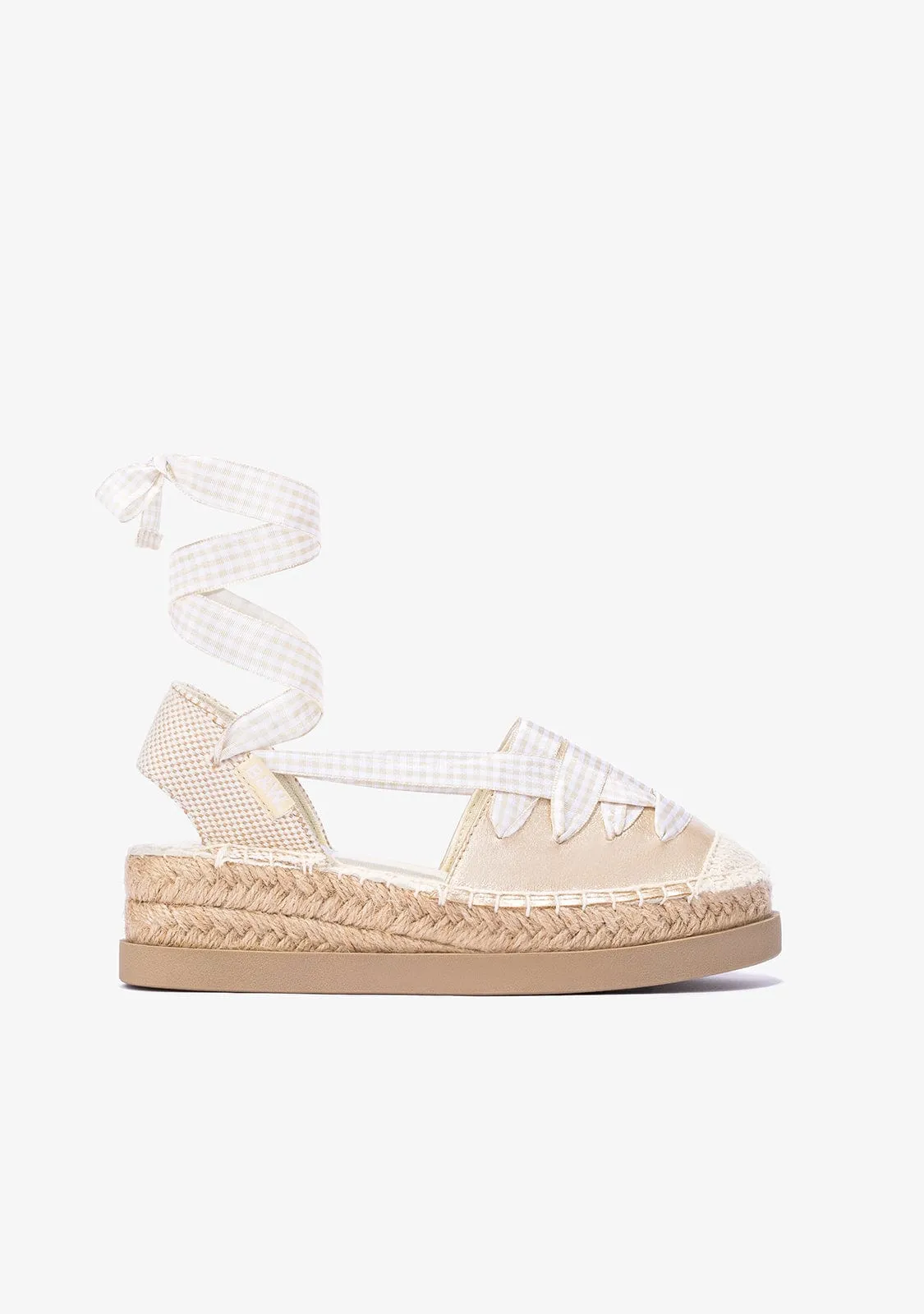 Girl's Gold Wedge Espadrilles Metallized B&W