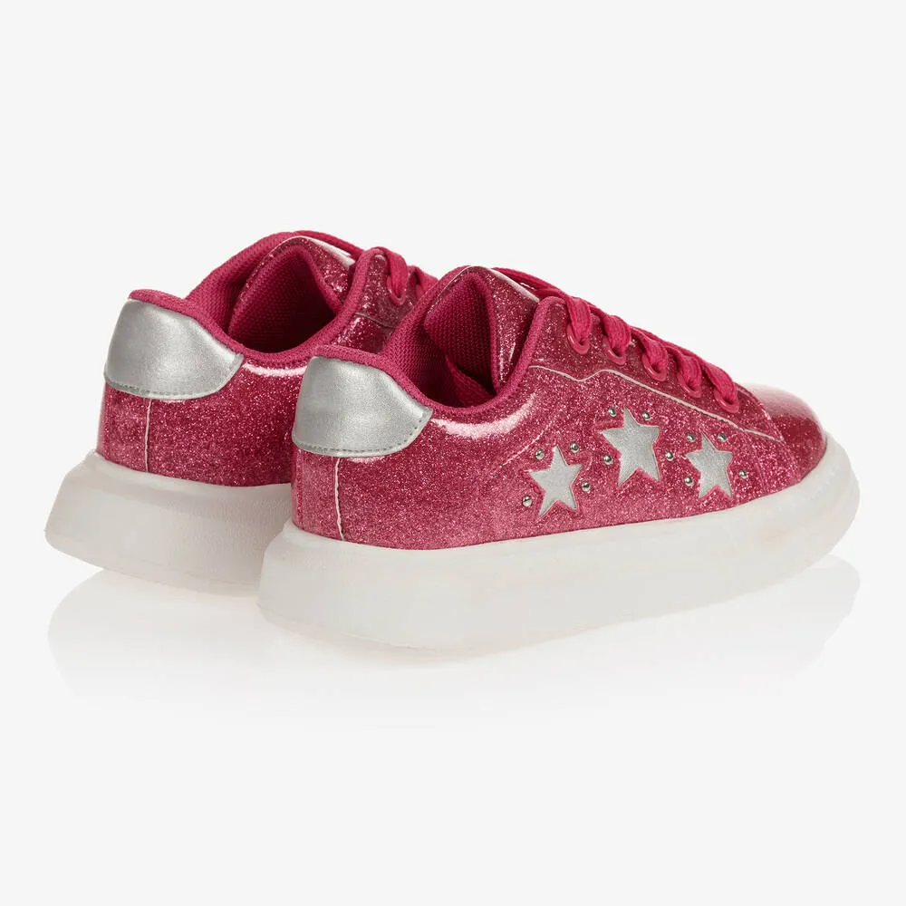 Girls Pink Glitter Trainers