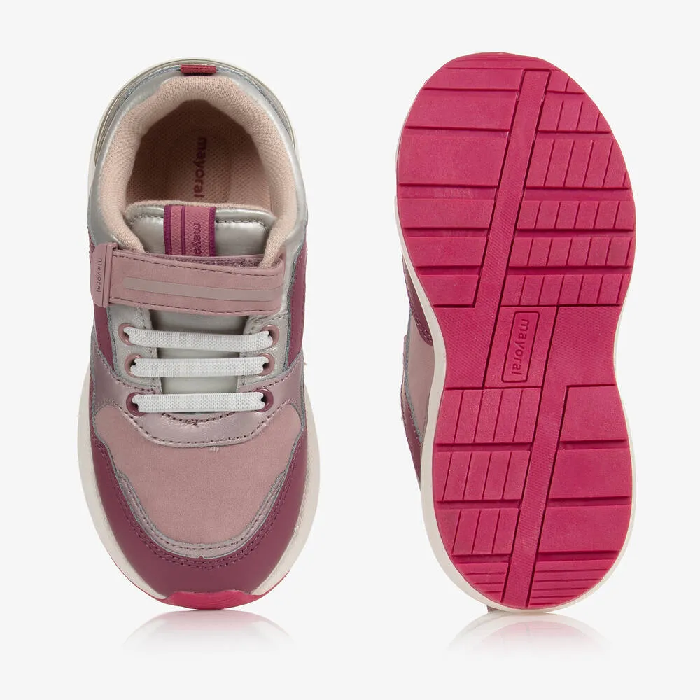 Girls Pink Velcro Trainers