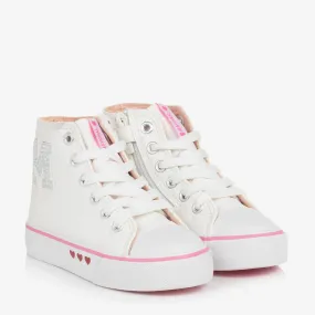 Girls White Lace-Up Trainers