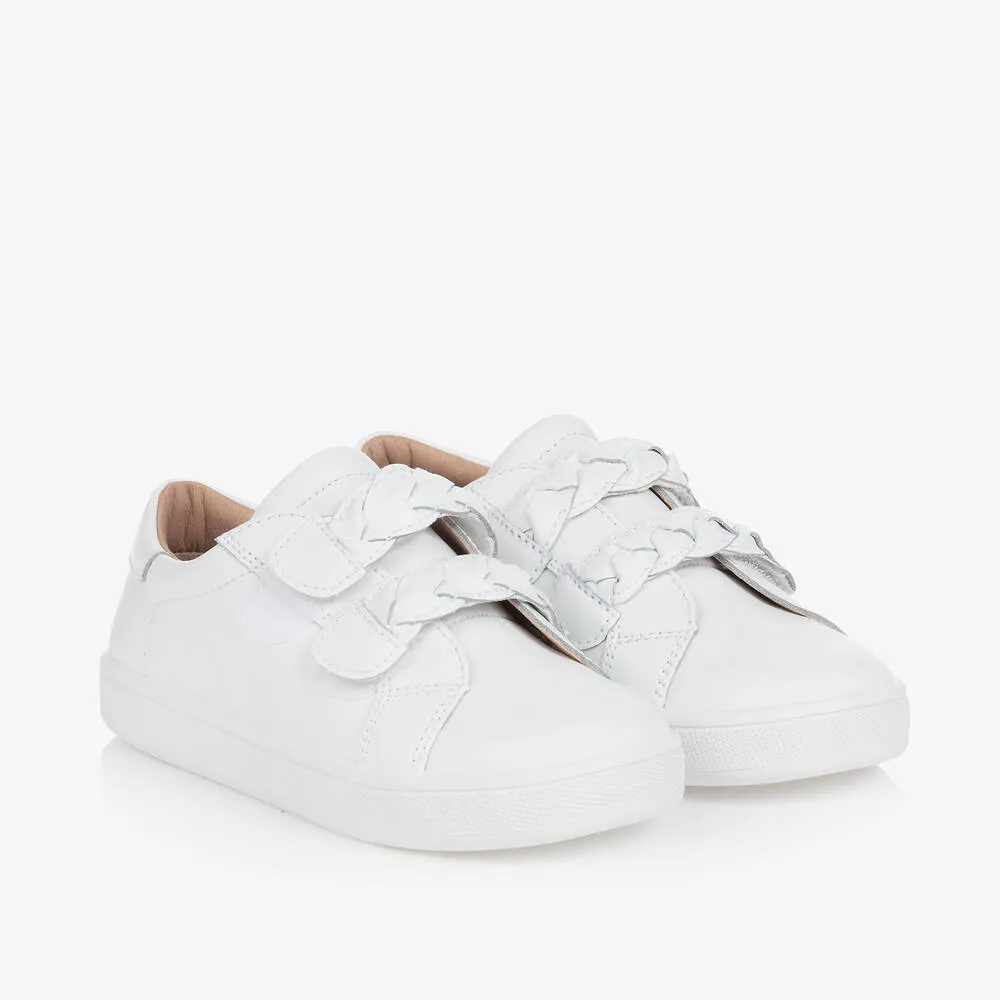 Girls White Leather Trainers