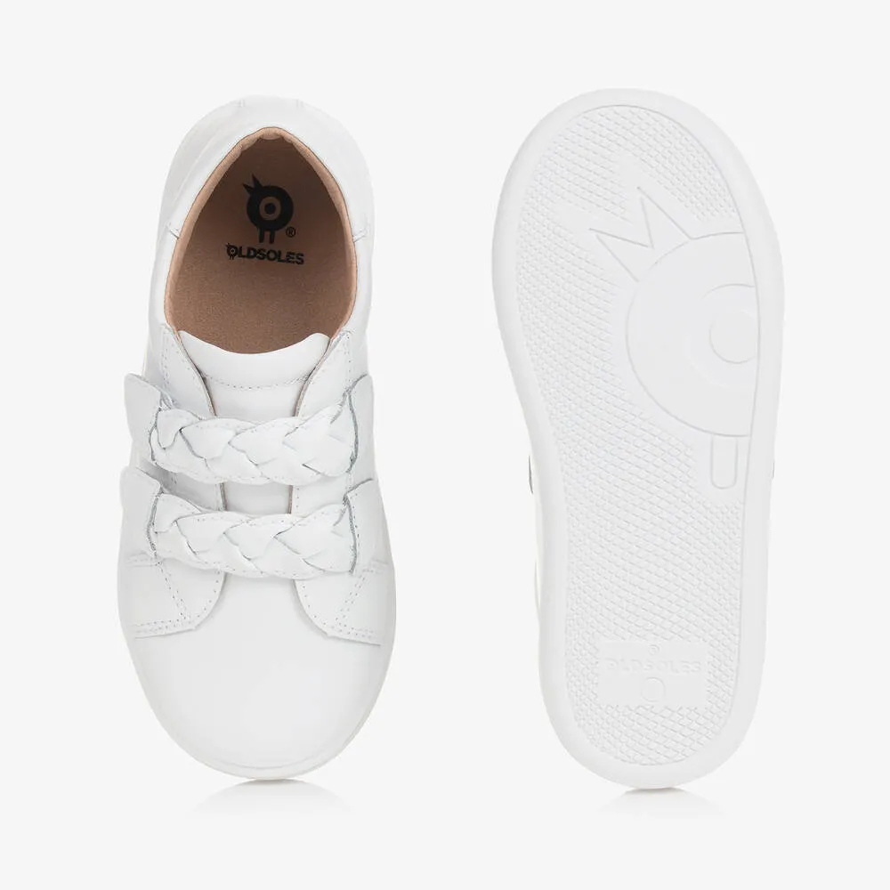 Girls White Leather Trainers