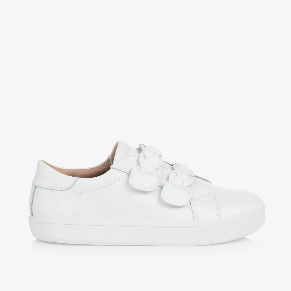 Girls White Leather Trainers