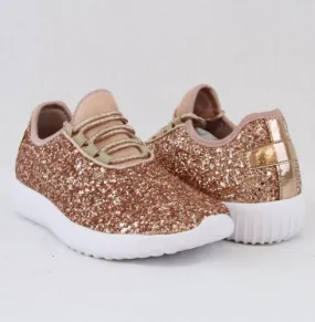 Glitter Bomb Sneakers in Rose Gold