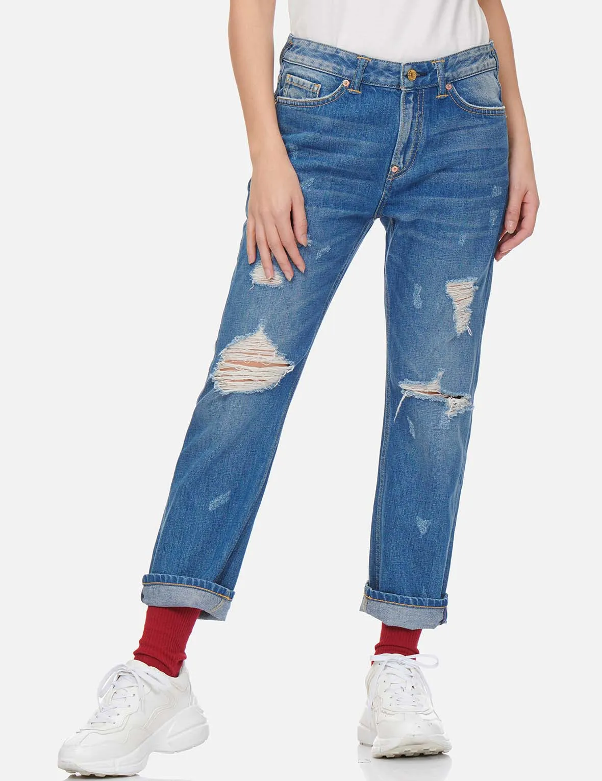 Godhead and Festival of Wishes Graphic Daicock Boyfriend Jeans