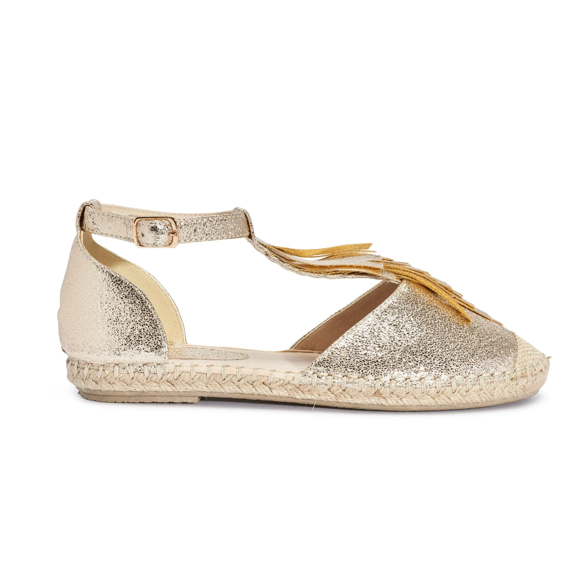 Gold Frindge Flat Sandal