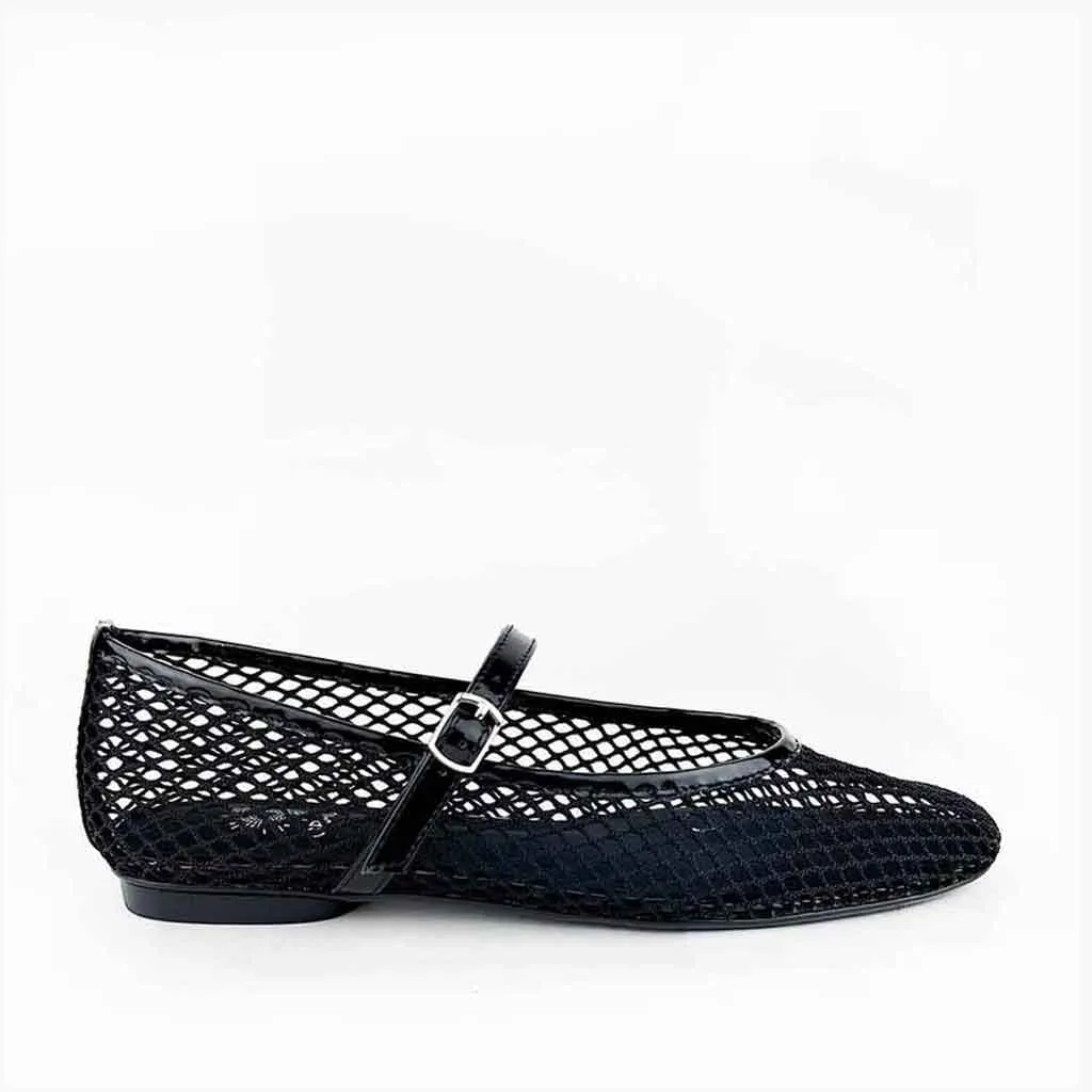 Grace Perth Mesh Flat - Black