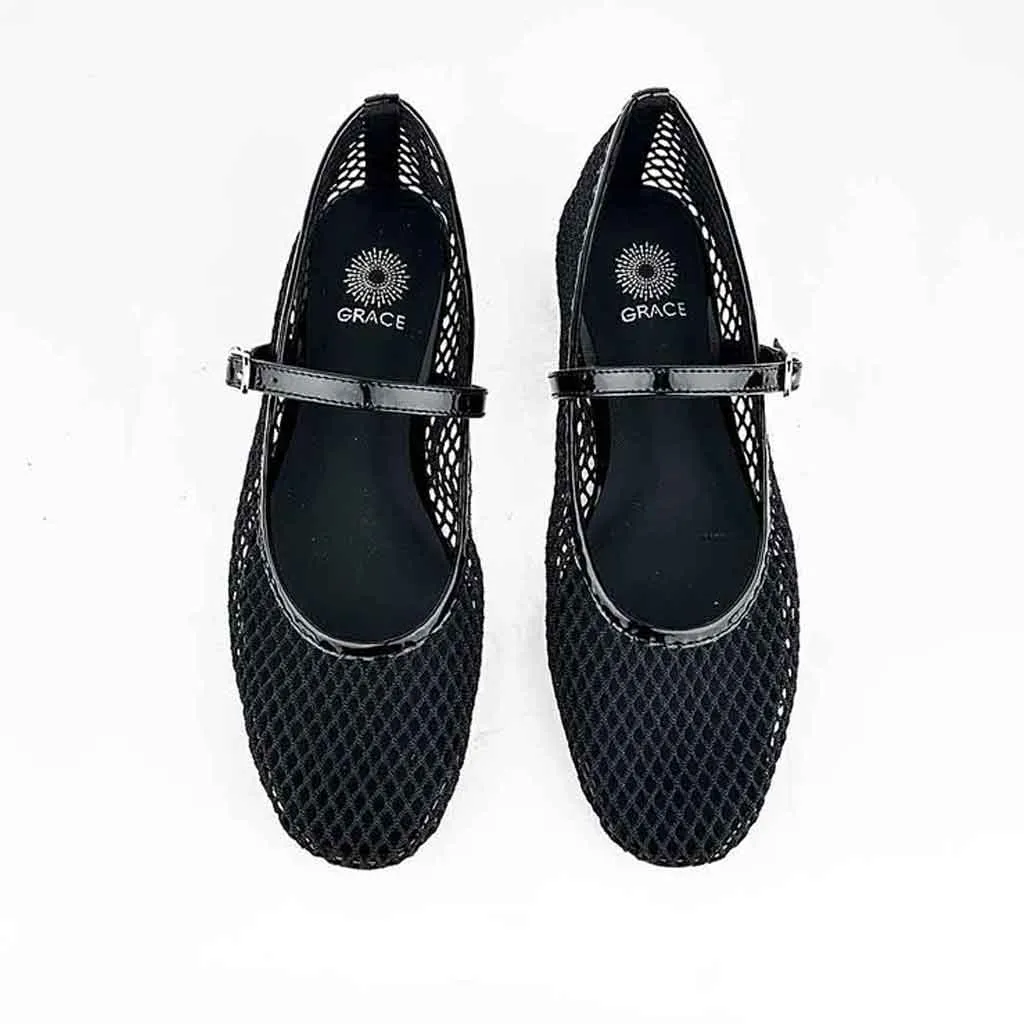 Grace Perth Mesh Flat - Black