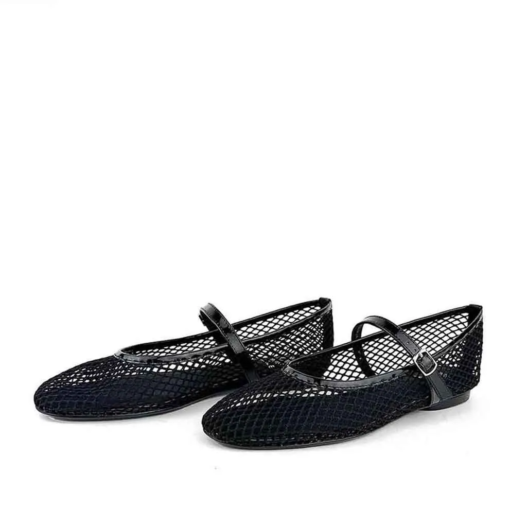 Grace Perth Mesh Flat - Black