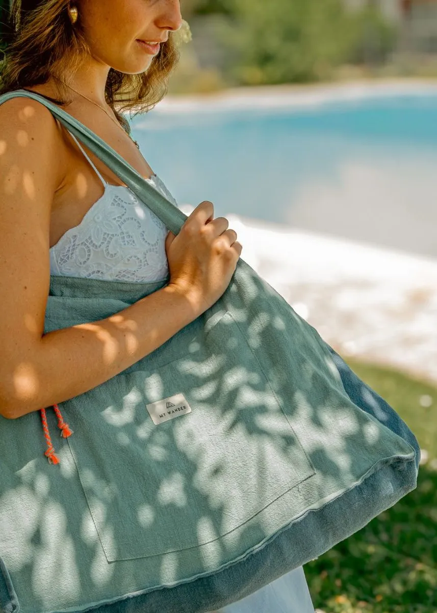 Green Linen Medium Bag