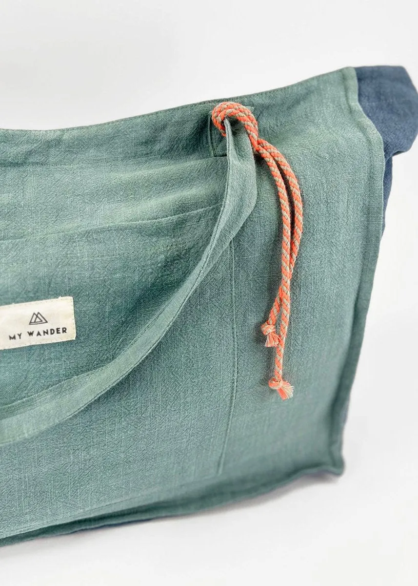 Green Linen Pack Medium Bag + Toiletry Bag